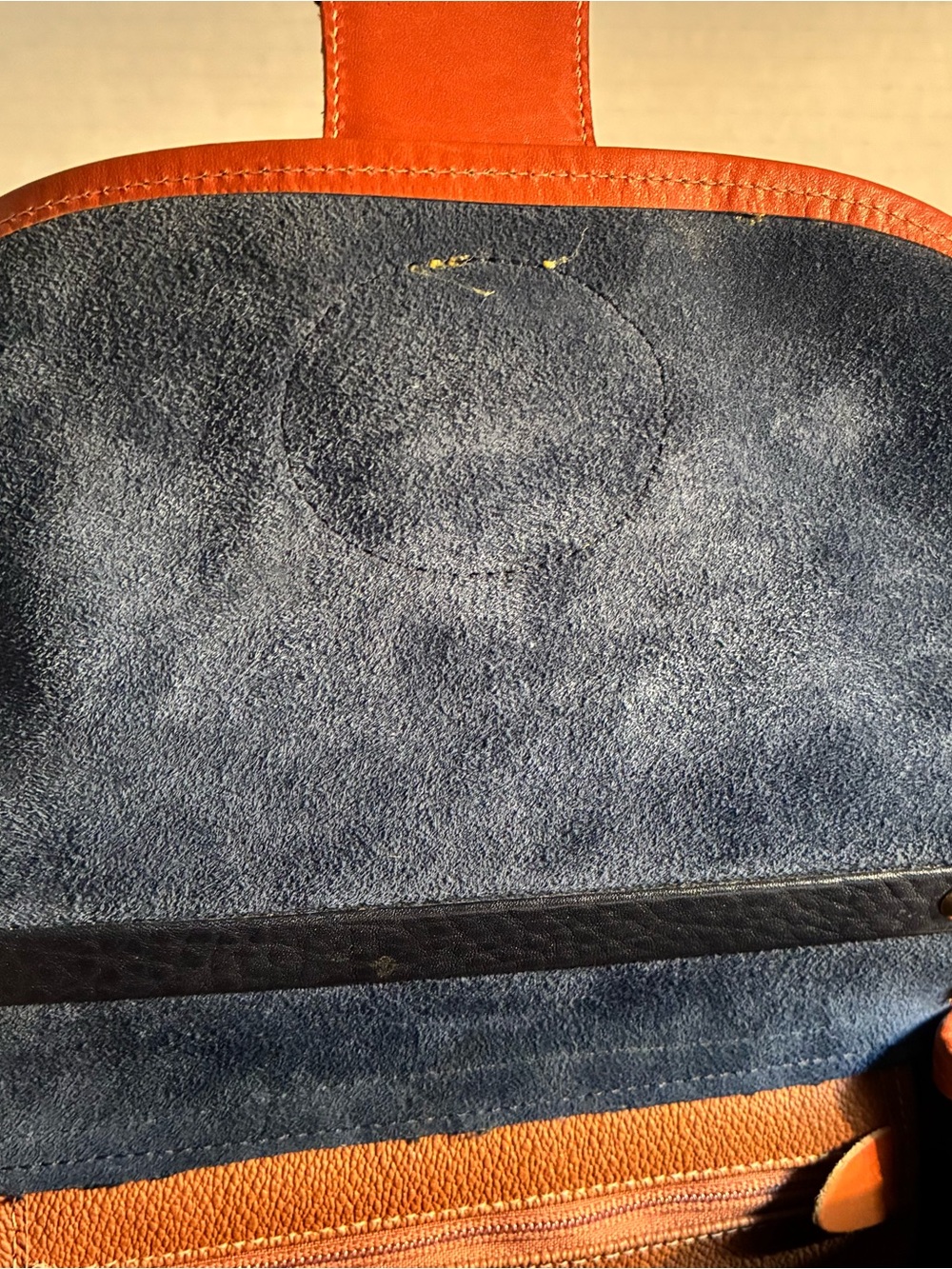 Vintage 80’s Dooney & Bourke Black Pebbled Leather Satchel with Brown Trim Navy - Picture 11 of 15